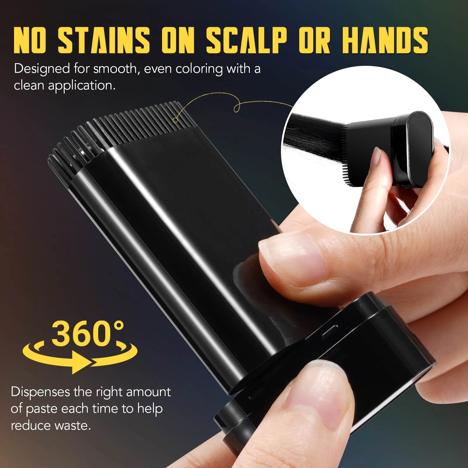 Instant Hair Color Stick - Black, Temporary Hair Dye Comb for Gray Hair Coverage, Waterproof & Long Lasting