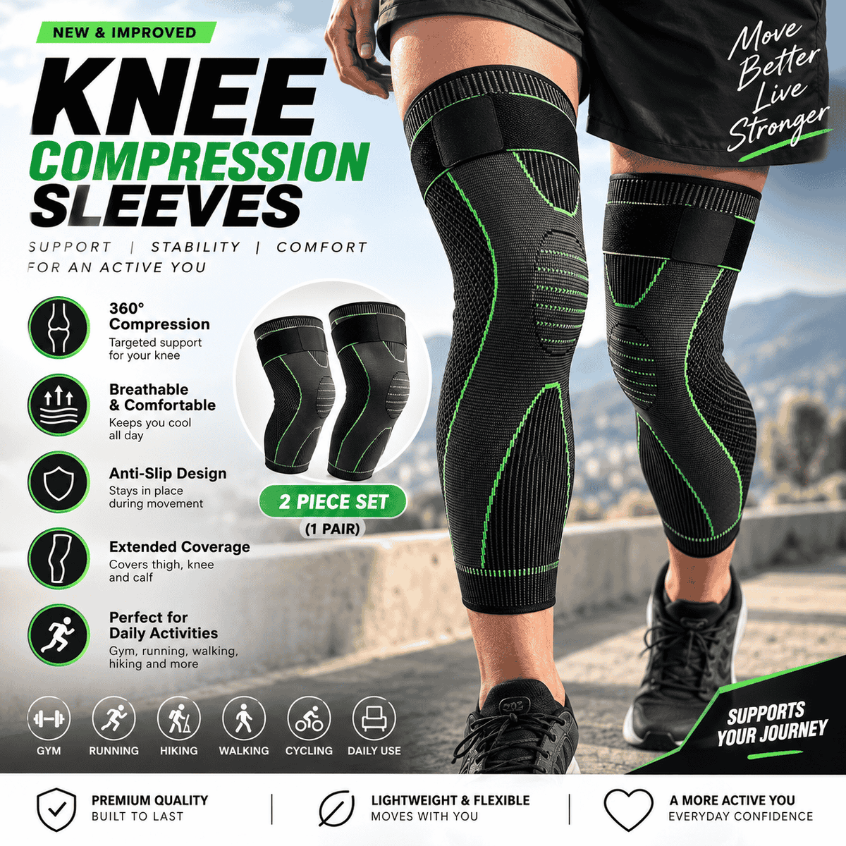 KneeFlex™ Pro Compression Support – 2-Piece Set