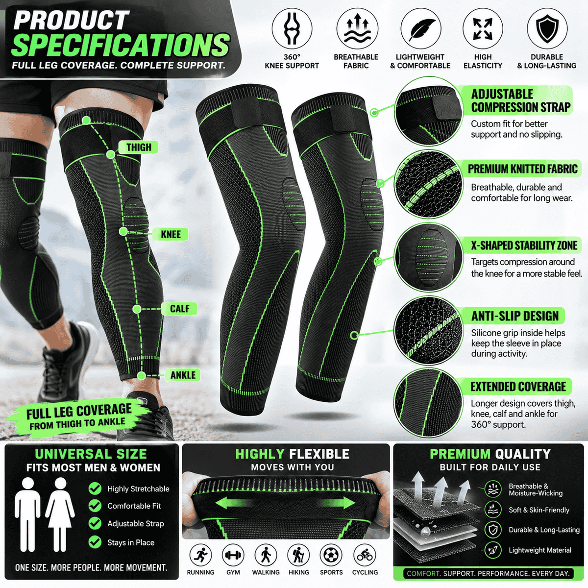 KneeFlex™ Pro Compression Support – 2-Piece Set