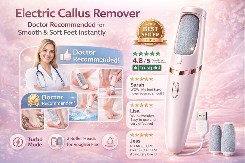 Rechargeable Electric Callus Remover – FREE Extra Roller + USB Charging Wire Included