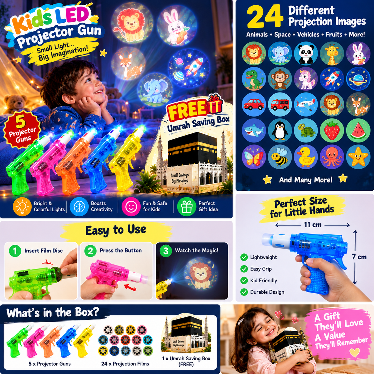 LED Projector Finger Light + FREE Umrah Saving Box 🎁