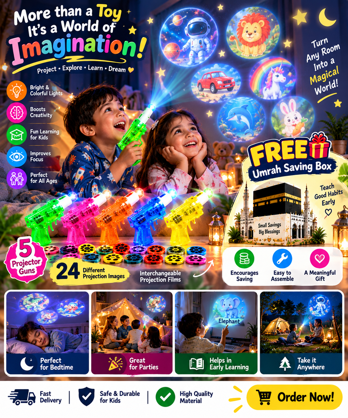 LED Projector Finger Light + FREE Umrah Saving Box 🎁