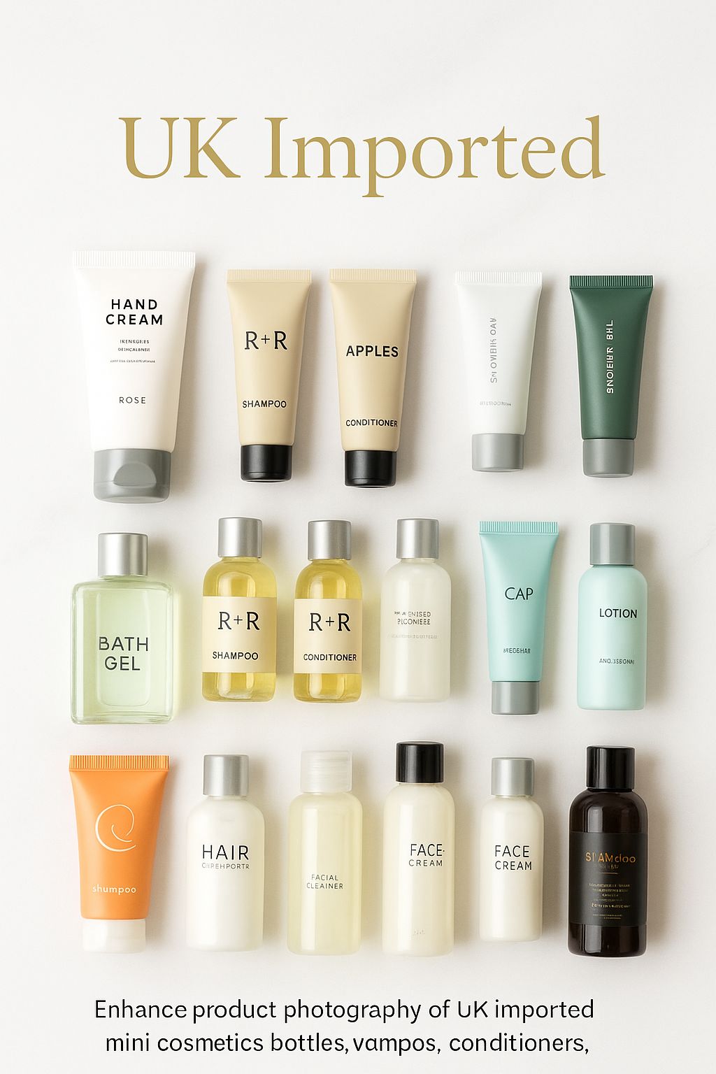 "UK Imported Mini Travel Size Cosmetics Set | Shampoo, Conditioner, Lotion, Face Cream & More"