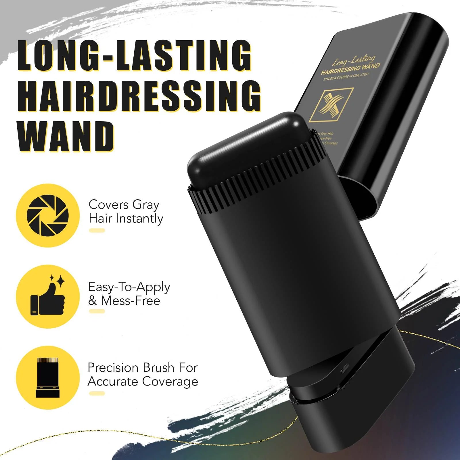 Instant Hair Color Stick - Black, Temporary Hair Dye Comb for Gray Hair Coverage, Waterproof & Long Lasting